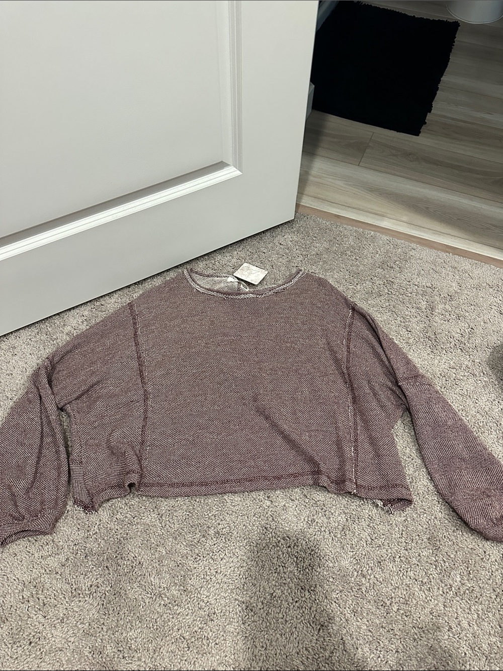 Mustard Seed Cropped Knit Sweatshirt in Dusty Mauve